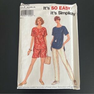 Simplicity Sewing Pattern Size A XS S M L XL Its So Easy 9032 Vintage 1990s